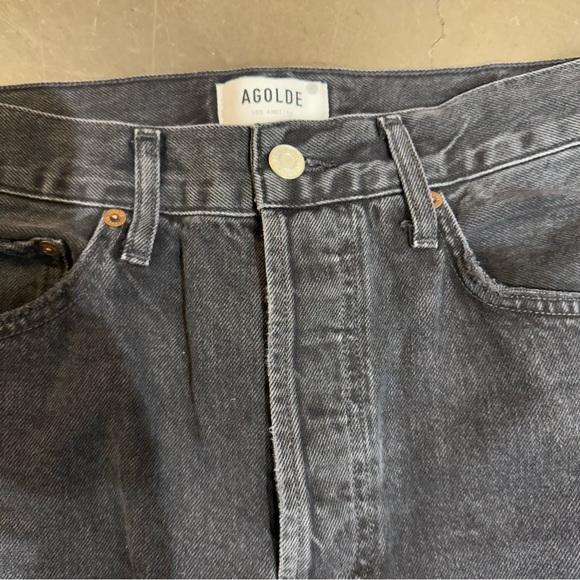 AGOLDE 90'S Crop Mid Rise Straight Leg Jeans - Tar Wash - Size 26 - Picture 5 of 15